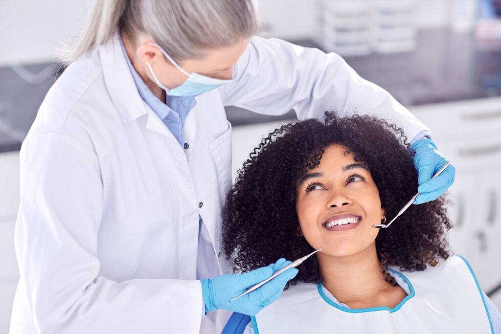 Dentist performing a dental examination